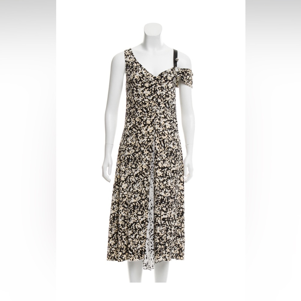 Proenza Schouler Black and Cream One Shoulder Dress
